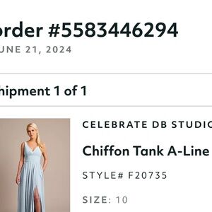 David's Bridal Chiffon Tank A-Line Dress - Soft Blue